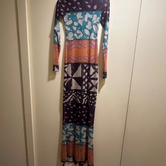 OFUURE ANU PURPLE LONG SLEEVE MAXI MESH DRESS - Picture 3 of 4